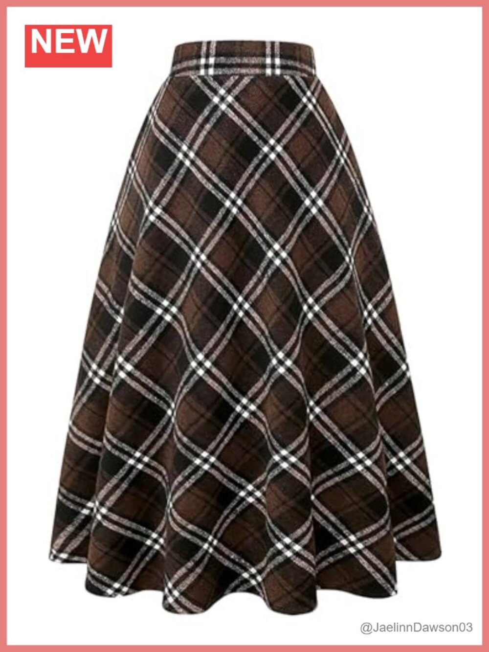 Wool Blend High Waist A-Line Long Plaid Skirt Pleated Winter